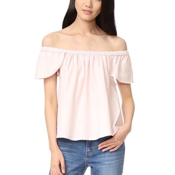 Sincerely Jules, Carmen Flutter Sleeve, Off The Shoulder  Pink Top, Size Large - Picture 8 of 14
